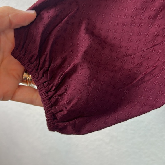 NWT Ann Taylor Loft merlot v-neck balloon sleeve top M - Picture 6 of 8